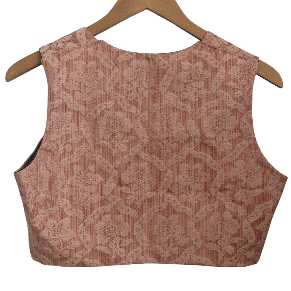 Handmade Renaissance Reversible Bodice Vest Womens Size M Pink Olive Damask - Picture 4 of 9